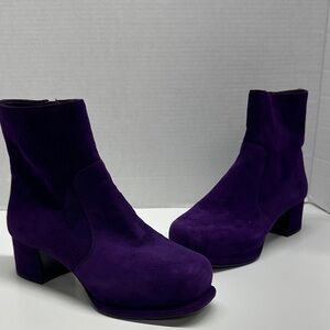 Prada Calzature Donna Camoscio Platform Ankle Boots Heeled Suede Purple Size 37